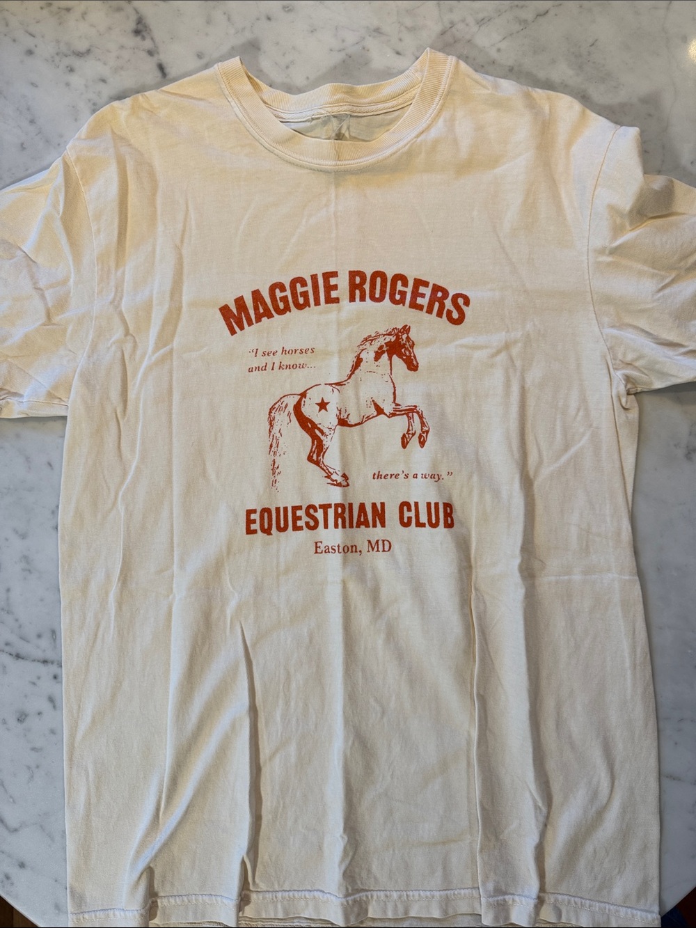 Maggie Rogers Equestrian Club Graphic Tee - Cream with Rust Print